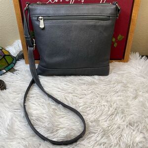 Le Donne Women's Dark Gray Leather Crossbody Purse Medium Adjustable Strap